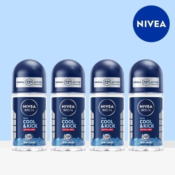 니베아 맨 데오드란트 롤온 쿨 앤 킥 50ml 4개